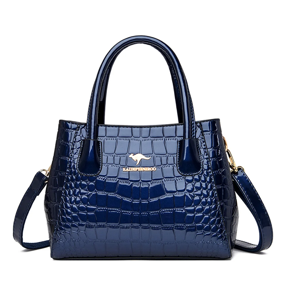 Luxury Patent Leather Women Bags Designer Crocodile Pattern Handbags Purses Ladies Large Shoulder Crossbody 2021 Tote Sac A Main 