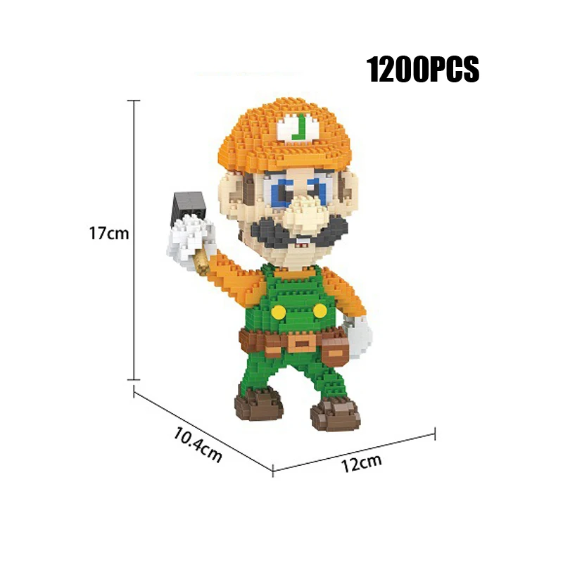 Классическая игра super mario bros Рисунок микро алмазный строительный блок пчела Wario Yoshi Waluigi Luigi nanobricks игрушки - Цвет: Orange Luigi