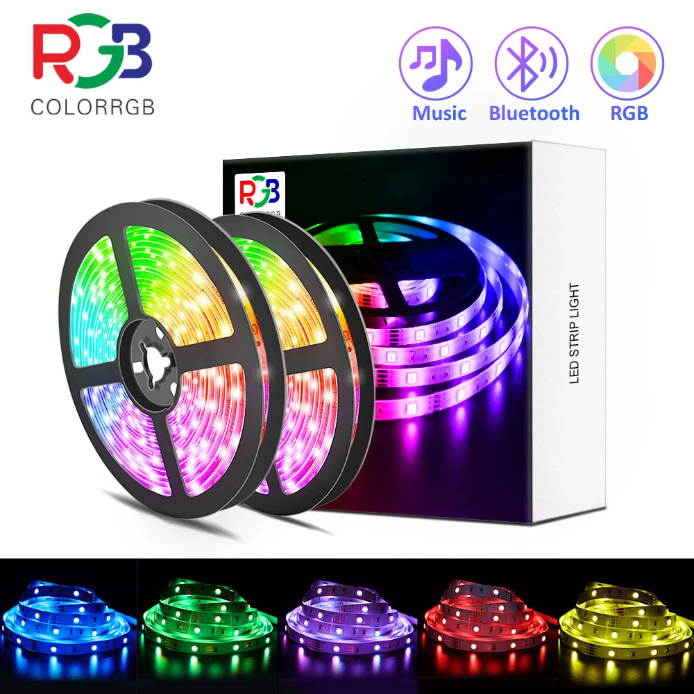 Led Strip Light Rgb 5050 Smd25 Flexible Ribbon Diy Led Light Strip Rgb Tape Diode Dc 12v Phone App Bluetooth Led Strips Aliexpress