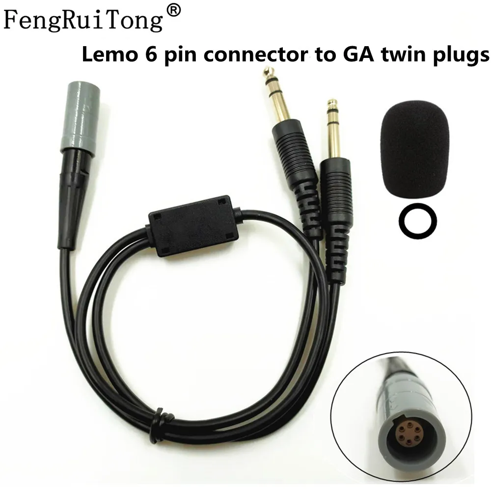 Radio FRT For Bose A20 Lemo 6 pin to general aviation twin plugs