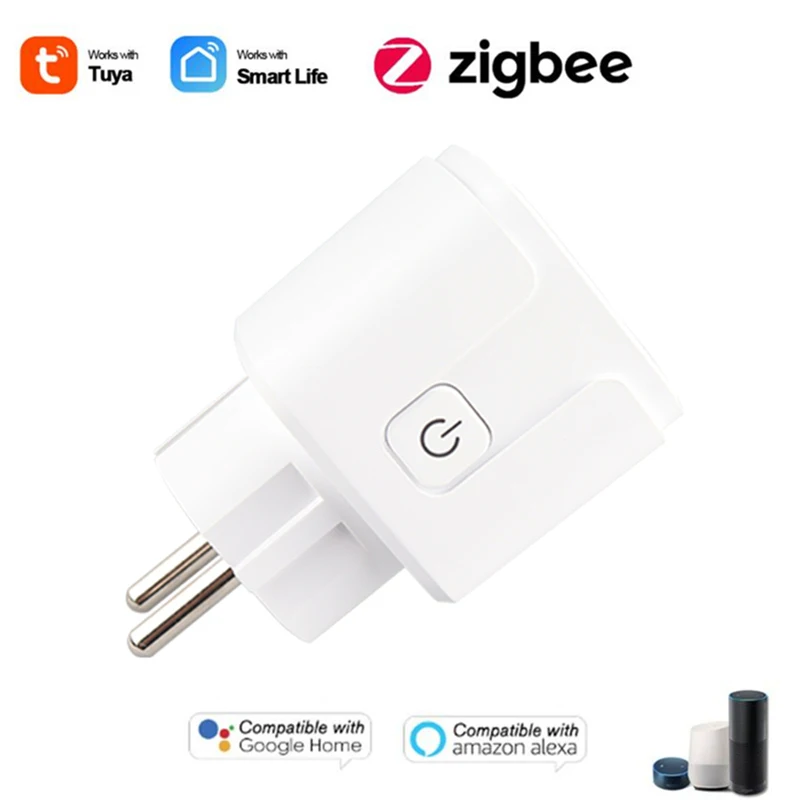 Buen trato Enchufe inteligente enchufe WiFi la UE, 15A, Control de voz, puerta de enlace Tuya ZigBee, funciona con el asistente de Google Alexa, nuevo r0QK3DWXN18