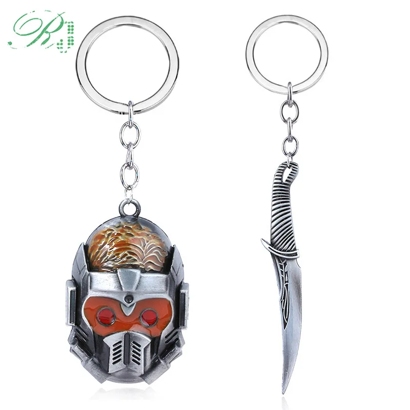 

RJ Film Guardians of Galaxy Keychain Star Lord Mask Drax the Destroyer Dagger Keyring Tree Man Figure Key Chain Men Jewelry Gift