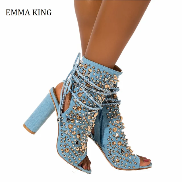blue wrap around heels