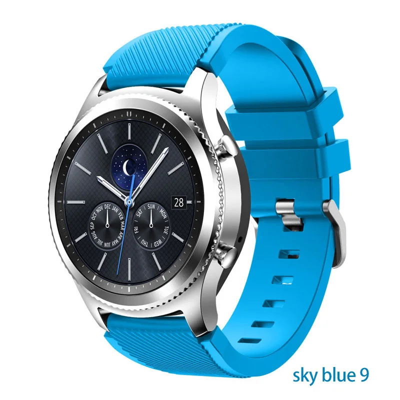 sky blue 9 Ремешок для samsung gear S3 Frontier Galaxy watch 46 мм Активные мужские ремешки 22 мм силиконовый браслет ремешок для часов huawei watch gt 2 - Цвет ремешка: sky blue 9