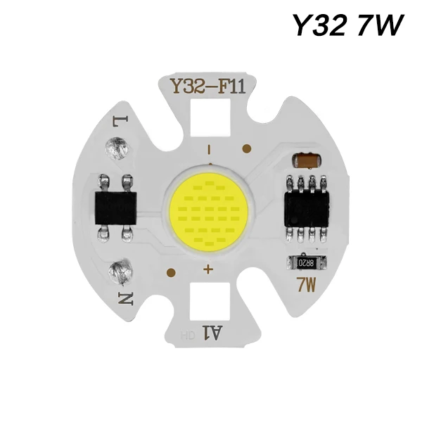 COB светодиодный чип 220 В, 50 Вт, 20 Вт, 30 Вт, 10 Вт, 3 Вт, 5 Вт, 7 Вт, 9 Вт, без необходимости драйвера, COB чип, светодиодный светильник, умная IC DIY для прожектора - Испускаемый цвет: Y32 7w