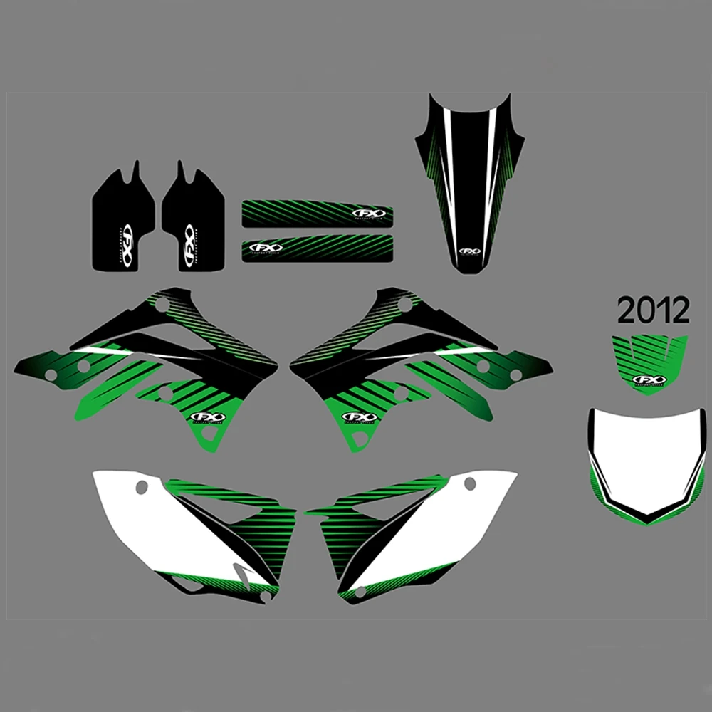 

For KAWASAKI KXF450 2012 Graphics Decals Stickers Custom Number Name 3M Full Motorcycle Backgrounds Accessories