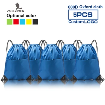 

5pcs Zackpack Sports Drawstring Backpack Custom Logo Waterproof Bundle Pocket Drawstring 600D thickening Oxford wholesale
