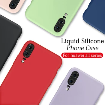 

100PCS Luxury Liquid Silicone Protective Cover For Huawei Honor 20i V20 10 10i 9i 9 Lite V9 Soft Silicon Candy Color Phone Case