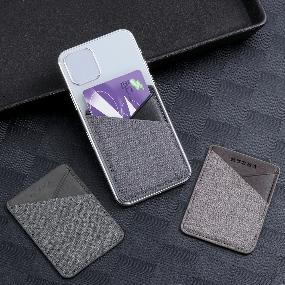 Универсальный чехол-кошелек с наклейками для карт, держатель для карт, держатель для карт из парусины, полиуретановый самоклеящийся эластичный карман для мобильного телефона