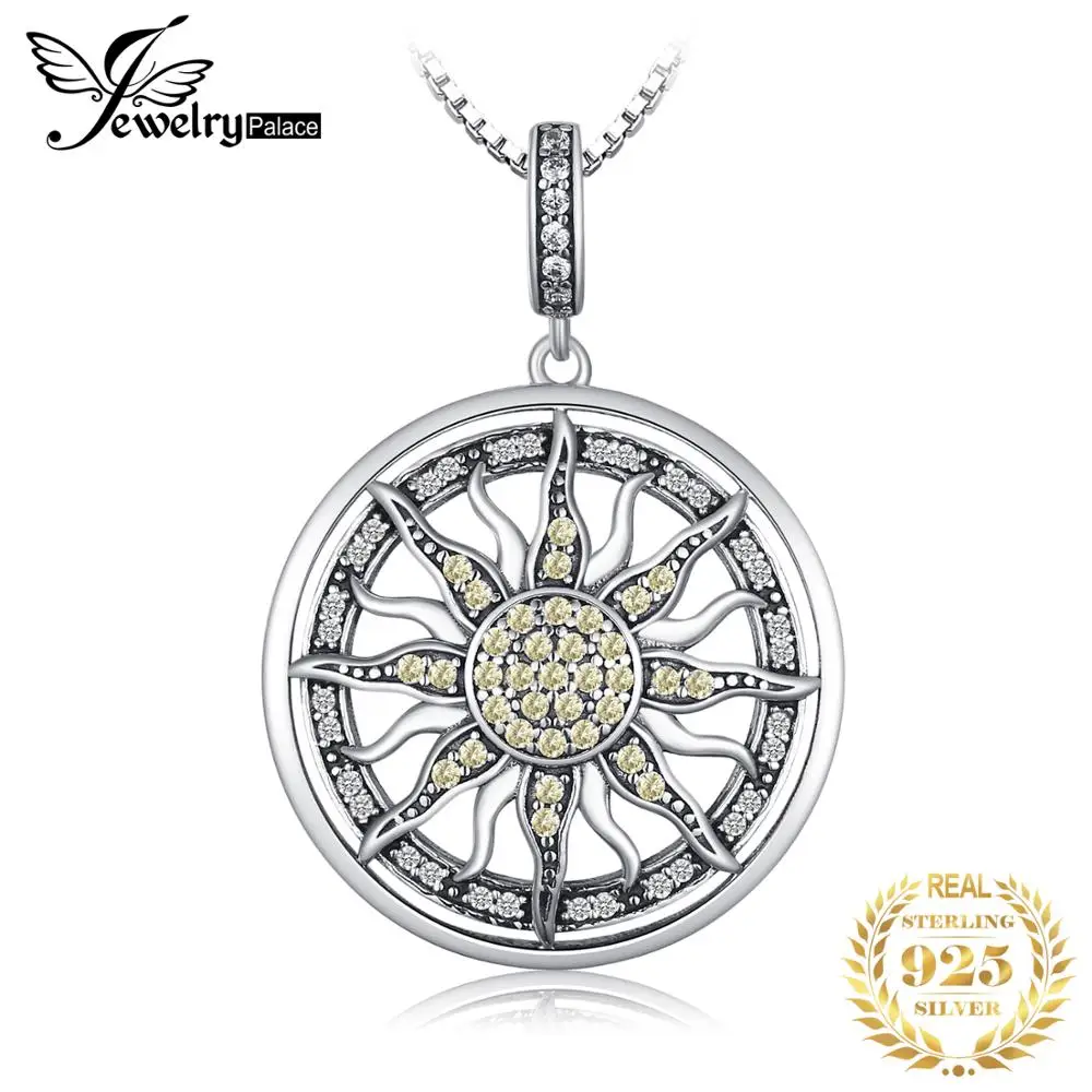 JewelryPalace-Colgante Celestial de sol para mujer, de Plata de Ley 925, dije de circonia cúbica, collar con estilo, joyería sin cadena