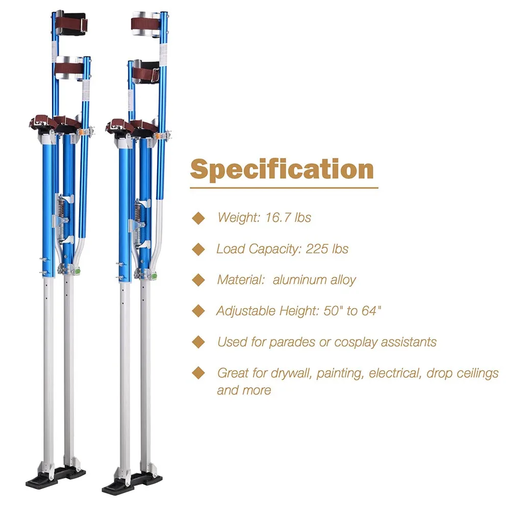 64" Adjustable for Painting Painter Taping Aluminum Gray Drywall Stilts 50" 