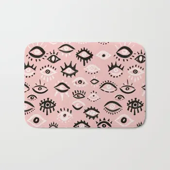 

Mystic Eyes Blush Black Palette Bath Mat Flannel Absorbent Non Slip Blue Doormat Entrance Door Bath Room Mats
