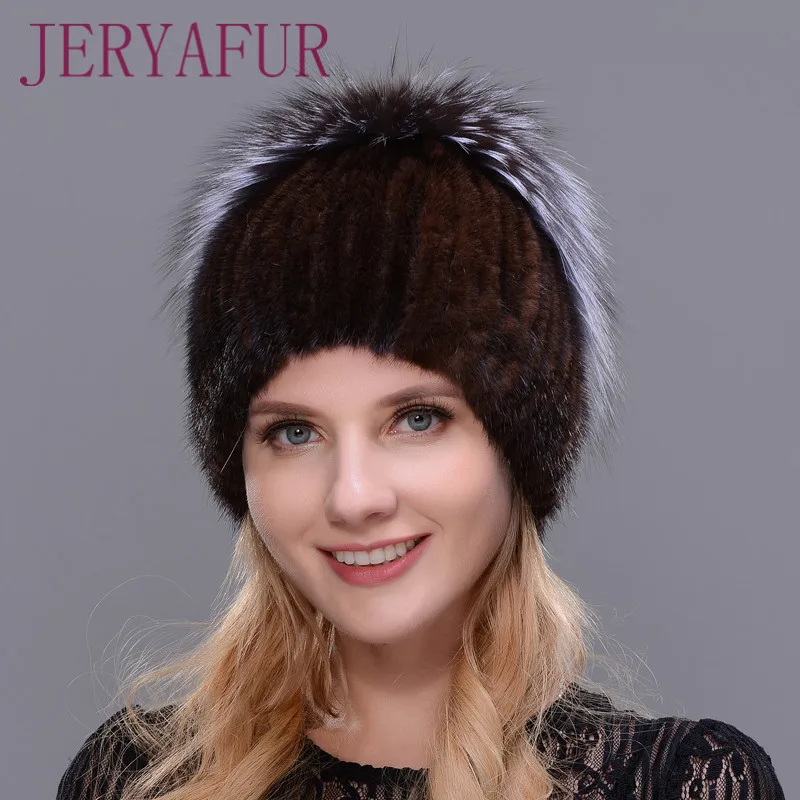 COLOR2 Neue Stil Winter Warme Kappe Kaninchenfell Blume Mit Fuchspelz Auf die Top naturliche consultie Nerz Warme hute Für Frauen Ohr - Цвет: COLOR2