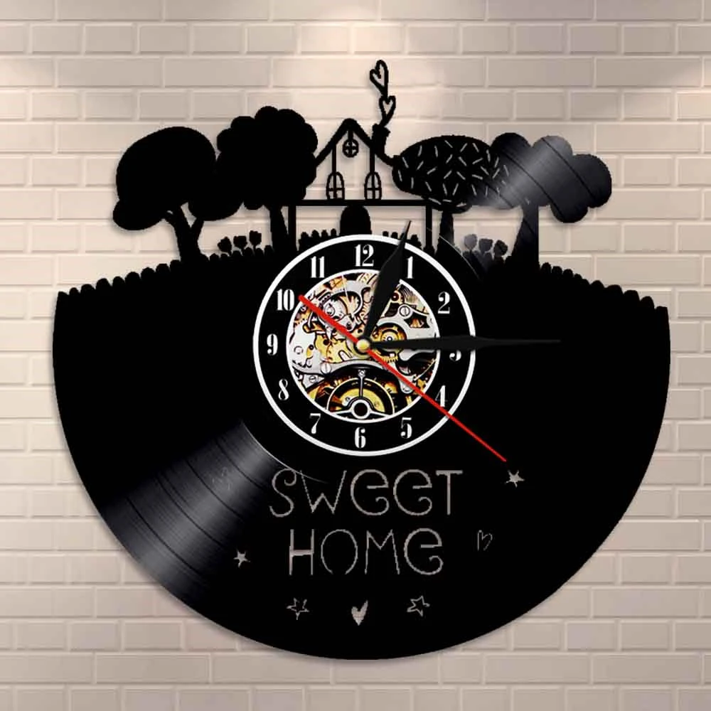 Home Sweet Home Vinyl Record Clock Wall Watch Garden Handmade Vintage Lp Wall Clock Black Wall Art Home Decor Housewarming Gift Wall Clocks Aliexpress