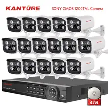 KANTURE H.265 16CH CCTV системы HDMI 1080P AHD DVR комплект 16 шт. 1200tvl инфракрасная камера системы безопасности ночного видения CCTV камеры комплекты