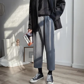 

Men's casual pants 2020 spring new retro solid color loose casual nine points small trousers youth fashion trend men's clothing