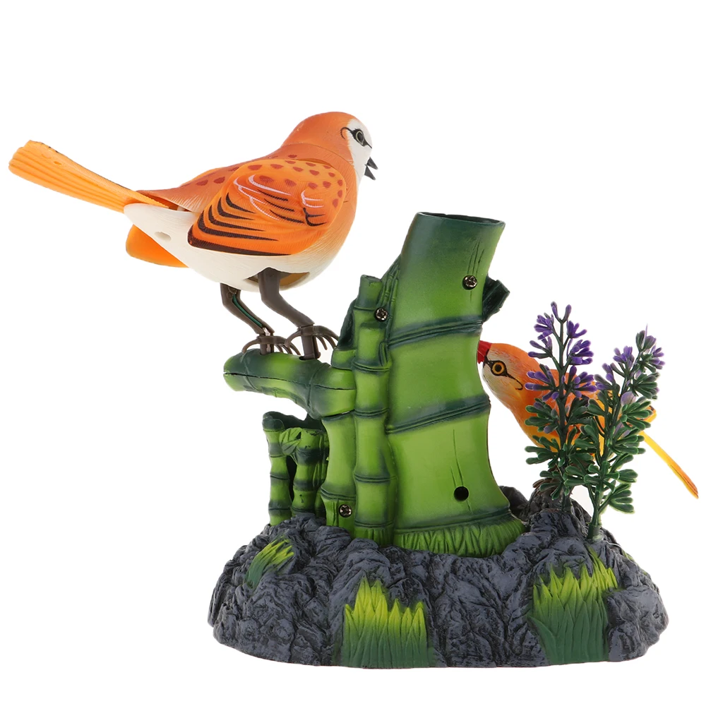 Sensor de voz de pájaro con Control de sonido, ornamento de Navidad, juguete con batería móvil para cantar, mascota con soporte para bolígrafo