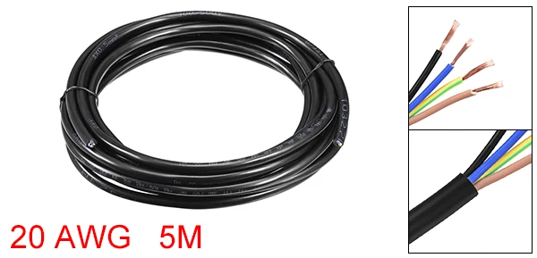 4 Core 20AWG 16.4ft Uxcell RVV 2 Core 3 Core 4 Core 5 Core 6 Core 13AWG 17AWG 18AWG 20AWG 16.4ft провод удлинитель медный провод проводник - Цвет: 4 Core 20AWG 16.4ft