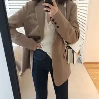 

2020 Spring And Autumn Korean Version Of The Chic Small Blazer Female British Style Long Loose Casual Suit Jacket