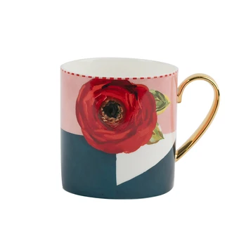 

Nordic Bone China Mug Small Luxury Coffee Cup Ceramic Couple Water Creative Fashion Flower Filizanki Do Kawy Drinkware EB5MK