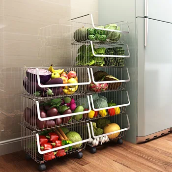 

304 Stainless Steel Kitchen Luggage Carrier Household To Ground Multi-storey Accept Frame Put Vegetable Rack Vegetables Shelf