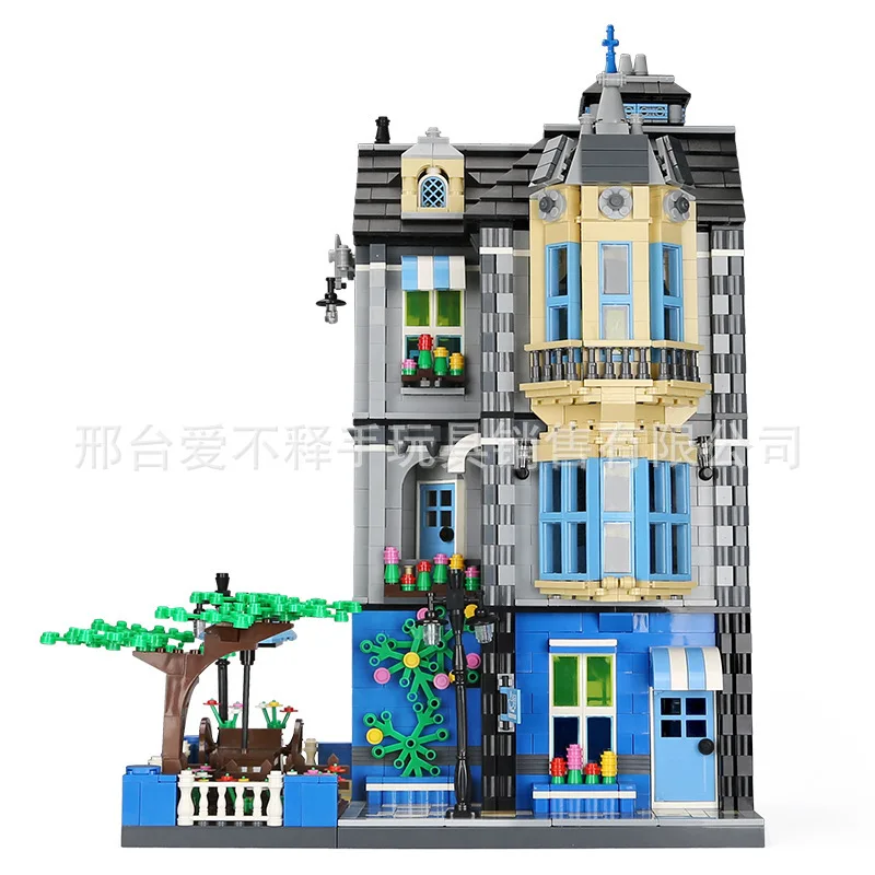 

Wange Building Blocks Small Particles Boxed Architecture Model City Street View Series Corner Cafe 6310