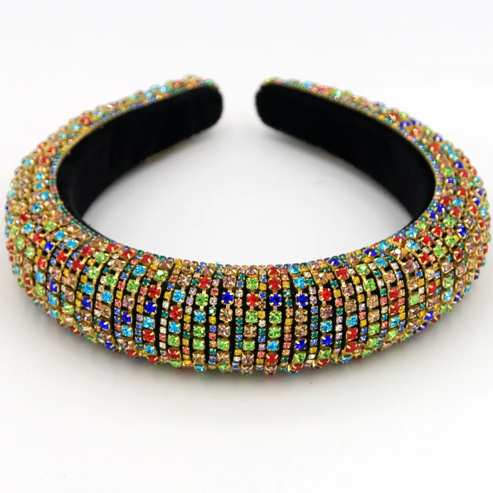 Colorful 4 Girlgo богемные модные красочные Роскошные Кристальные ободки ZA для женщин трендовые заколки для волос Аксессуары свадебные украшения вечерние подарки - Окраска металла: Colorful 4