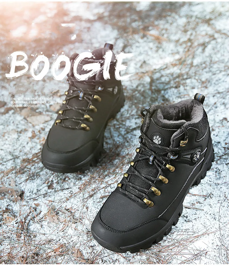 Men Boots Winter Plus Size 13 14 Fur Warm Ankle Snow Boots High Quality Shoes Male Rubber Booties Men Sneakers Tenis Masculino