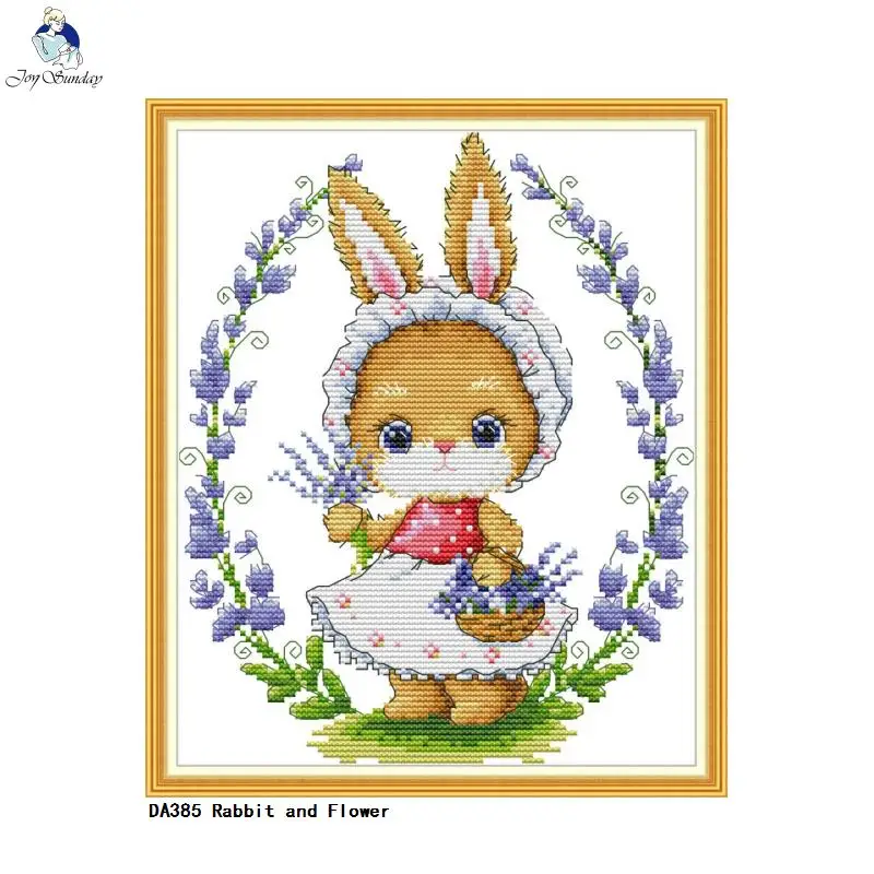 Картины с кроликами и цветами вышивка крестиком Печатный холст сделай сам наборы
