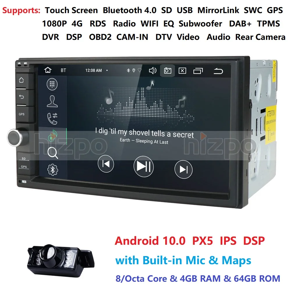 2DIN Android 10 4G + 64GROM Авторадио OctaCore 7 дюймов Универсальный Автомобильный без DVD плеера