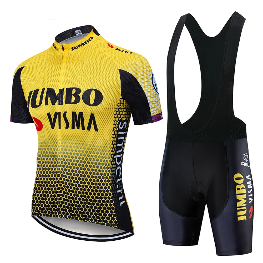 2019 Pro team jumbo visma cycling jersey set mens bicycle maillot MTB Racing ropa Ciclismo summer quick dry bike cloth GEL pad