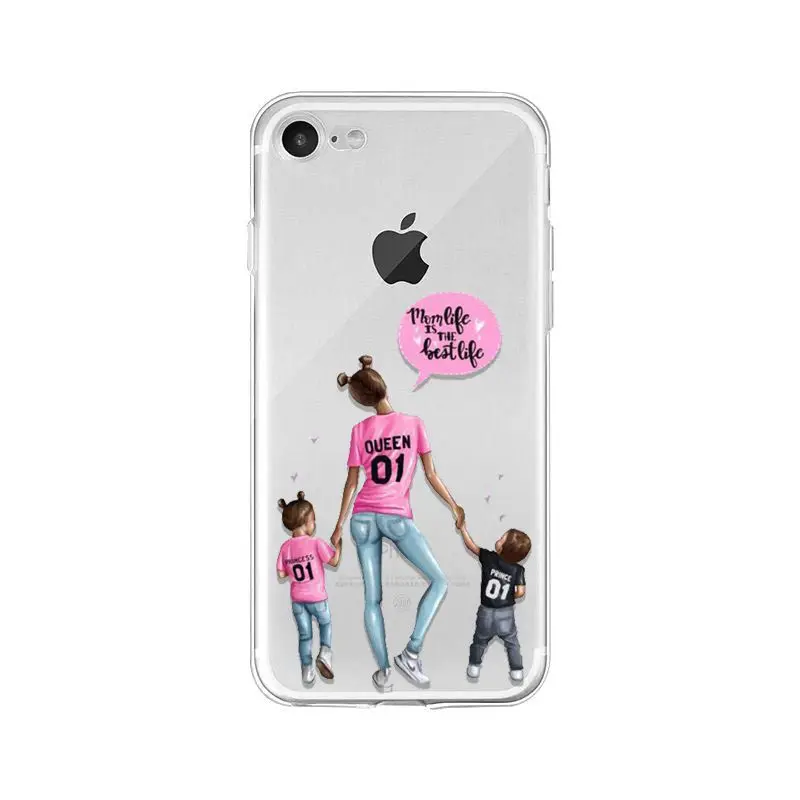 A10 MaiYaCa/модные черные каштановые волосы для мамы, дочки, сына, папы, PhoneCase для iPhone XR 11 Pro Max XS MAX 8, 7, 6, 6S Plus, X, 5S, SE - Цвет: A10