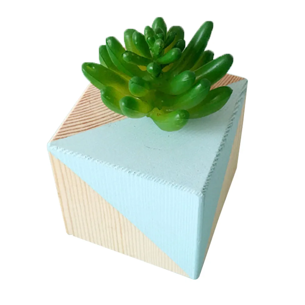 

Desk Accessory Solid Wooden Block Home Decoration Prop Portable Succulent Plant Children Room Artificial Simulation Bonsai Craft