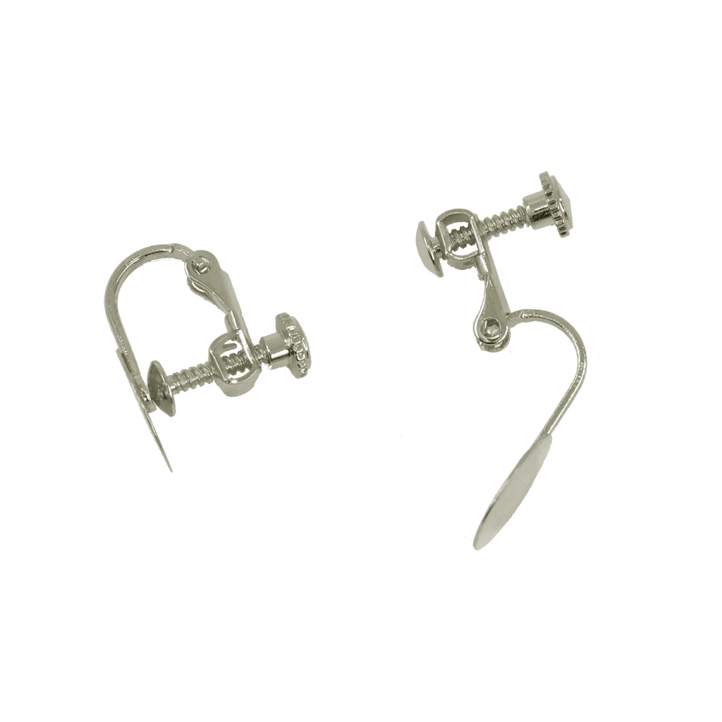 20pcs Gold silver color Tone Blank Earrings Bases with 12mm Flat Glue Pad Clip On Screw Earring Jewelry Findings for Non Pierced Ears