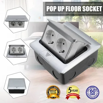 

EU Standard 2 Way Floor Socket Aluminum Silver Panel Electrical Outlet Modular Combination Customized Available Sockets