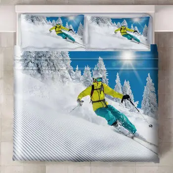 

Ski Snow Swimming Contest 3Pcs/Set Cartoon Bedding Set Sheet Children Room Bed Sheet Pillow case Bedding Set