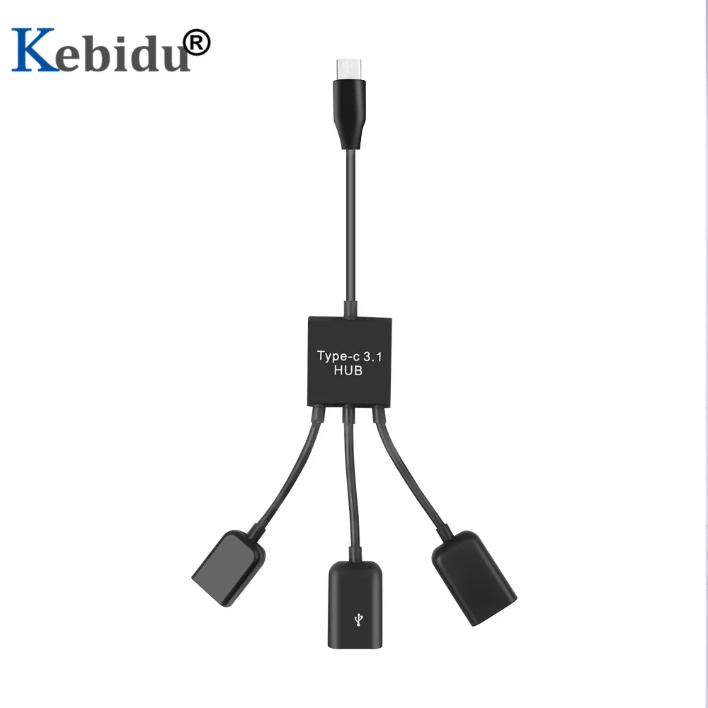 Kebidu несколько USB C концентратор OTG 4 порта type-C зарядное устройство черз порт USB концентратор Кабельный разъем адаптер USB 3,1 до 4 USB 2,0 порт концентратор