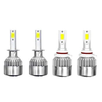 

4Pcs Led Headlight Bulb 72W 7600Lm Led Headlight Conversion Kit - 6000K Xenon White Low Beam / Fog Light - 2Pcs H1 & 2Pcs 9005/H