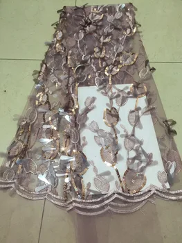 

Latest African Lace Fabric 2019 High Quality Dusty Pink Velvet Lace Blue Sequin Lace Cotton Dresses For Evening Dresses CD26391