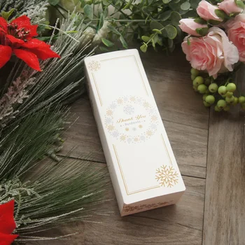 

19.5*5*7cm White Snow Christmas New Year Cookie 10 Pcs Macaron Candy Paper Box Party Gifts Packaging