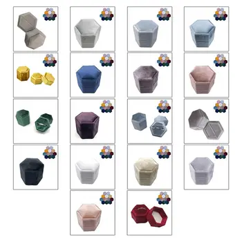 

Velvet Single Ring Box Hexagon Valentine's Day Ring Box with Detachable Lid