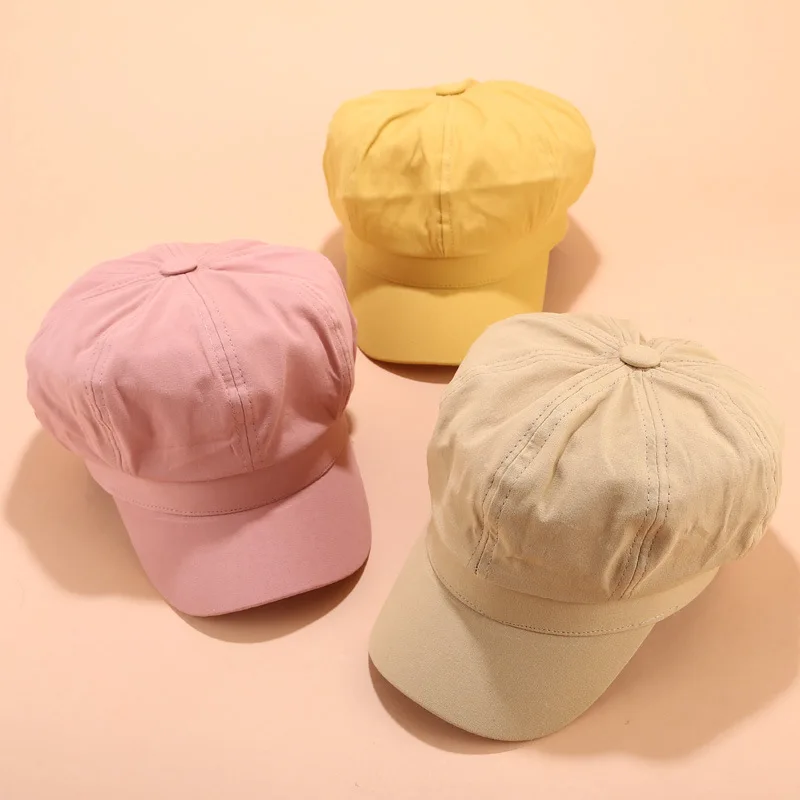 

News Autumn Winter Women Plain Blank Cotton Berets Ivy Hat Casual Men Solid Octagonal Visor Caps