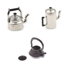 1/12 кукольный домик Черная Металлическая Кухня, столовая миниатюрное украшение для кукольного домика девушка подарок игрушки куклы аксессуары чайник для кипячения воды