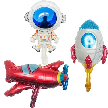 

NEW 50psc/Mini Space Astronaut Rocket Balloon Child Birthday Spaceman Spaceship Theme Party Decoration Aluminum Balloon