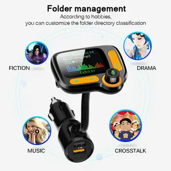 

Bluetooth 5.0 Car Kit Handsfree FM Transmitter AUX Audio Receiver Quick Charge QC3.0 Support TF Card / U Disk Playback