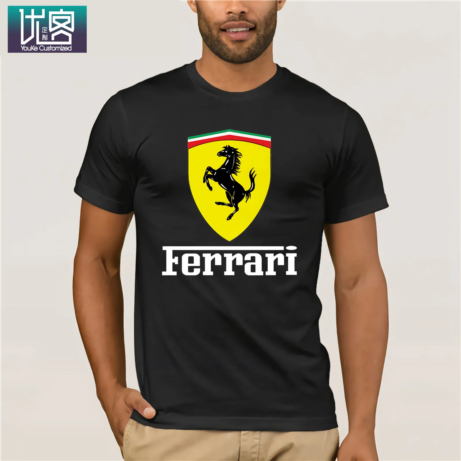 Классическая белая футболка Ferrari winner Мужская брендовая одежда популярная с