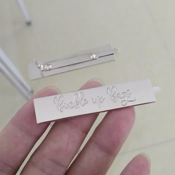 

100pcs/pack Custom Rectangle Shaped Metal Garment Labels electroplating Personal Name Label and Tags For Clothes Bags Shoes