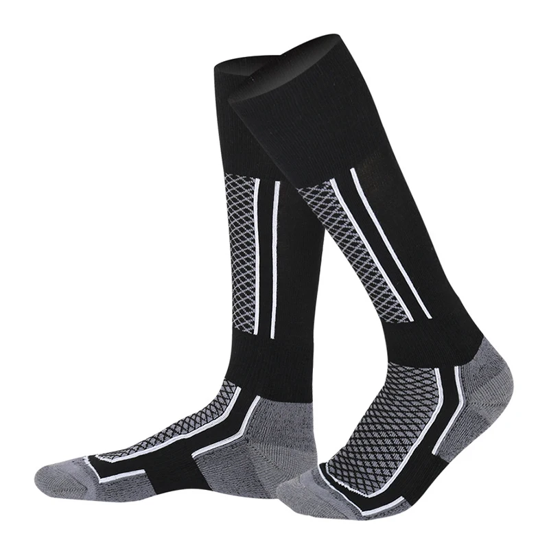 Зимние лыжные спортивные носки женские мужские теплые длинные лыжные амортизационные снежные прогулки походы носки теплые дышащие зимние спортивные носки - Цвет: Серый