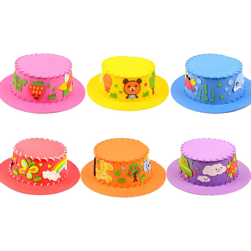 1 шт DIY швейная мультяшная шляпа дети ремесло игрушка красочные ручной работы мультфильм животное шляпа для детского сада детей
