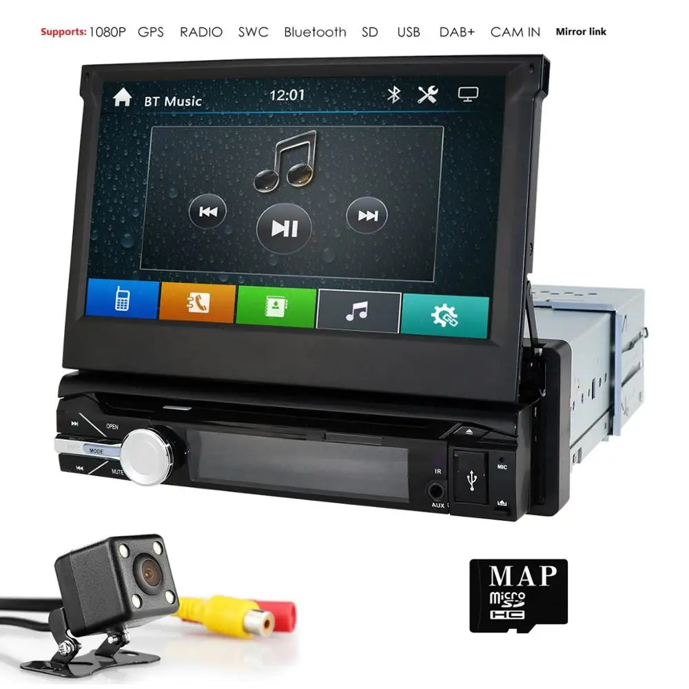 1 Din автомобильный DVD GPS навигационный плеер для универсального автомобильного
